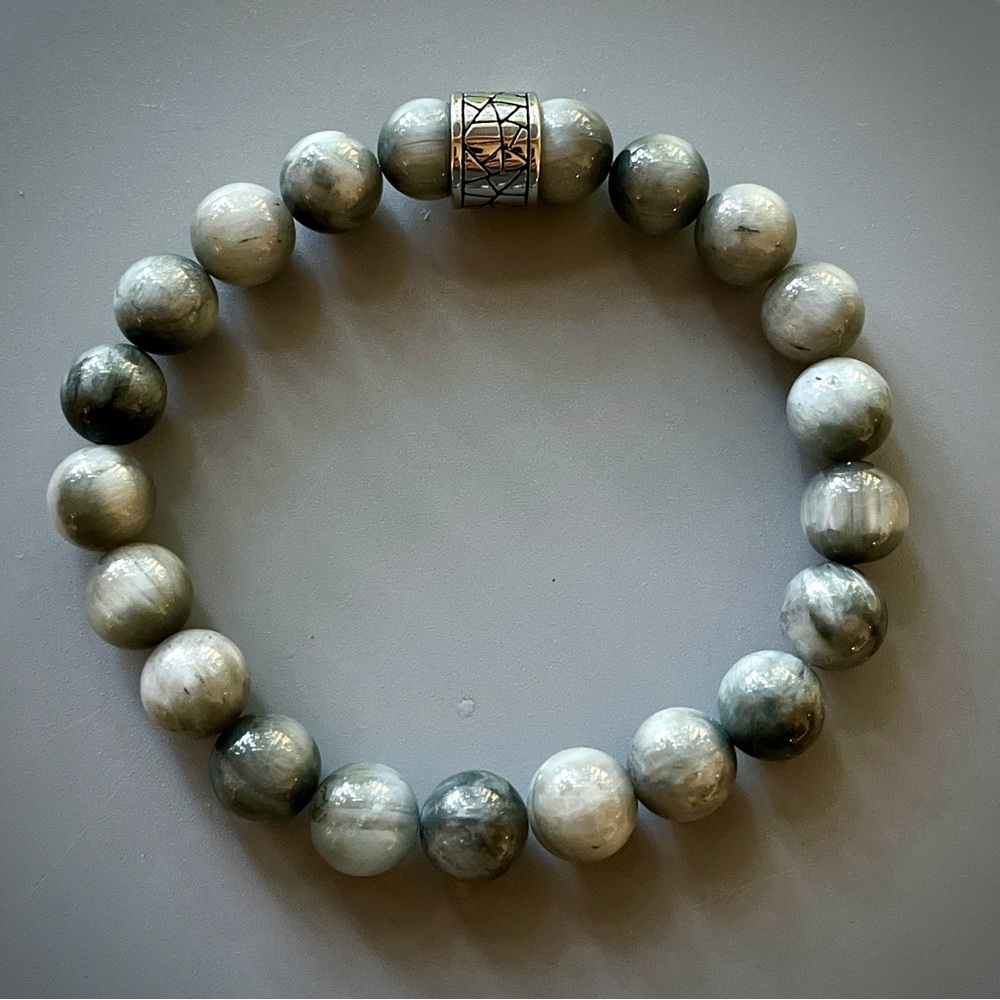 Gray Hawk Eye Handcrafted Bead Bracelet